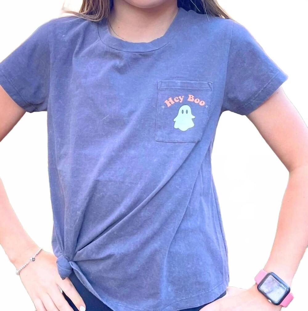NEW SWEET SOUL spooky vibe glow in the dark pocket tee in purple
